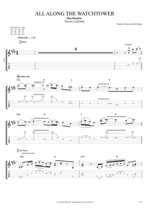 All Along the Watchtower by Jimi Hendrix - Full Score Guitar Pro Tab ...