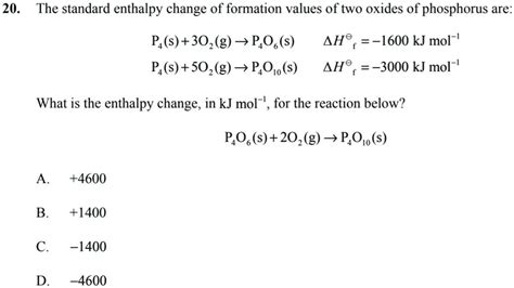 Solved The Standard Enthalpy Change Of Formation Values Of Two Oxides