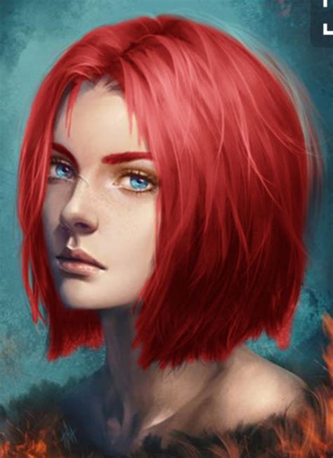 A Digital Painting Of A Woman With Red Hair