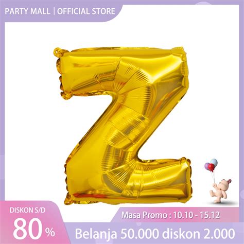 Jual Balon Foil Huruf Gold 16 Inch 40cm Abjad Alphabet A Z Balon Foil