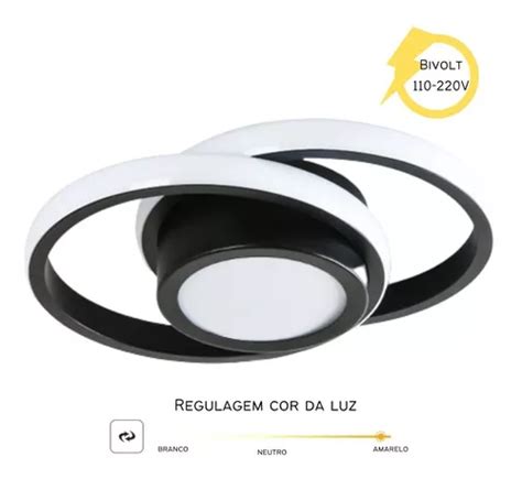 Lumin Ria De Led Sobrepor Redonda Top Moderna Em Bivolt