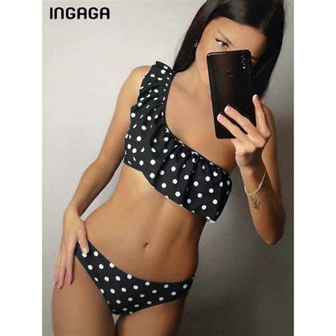 Jual PREORDER INGAGA 2020 Bikini Set One Shoulder Swimsuits Ruffle