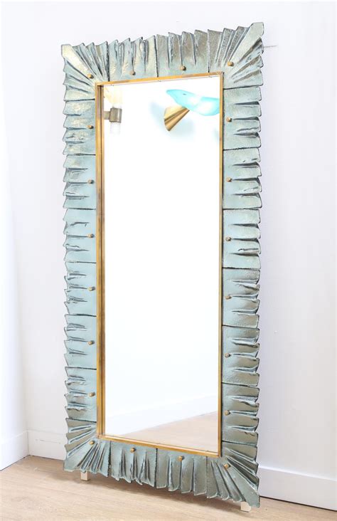 Contemporary Large Murano Sea Green Glass Framed Mirror In Stock For Sale At 1stdibs Green