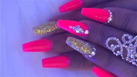 Acrylic Nail Hot Pink Nail Nailart Tutorial Acrylic Nail Tutorial YouTube