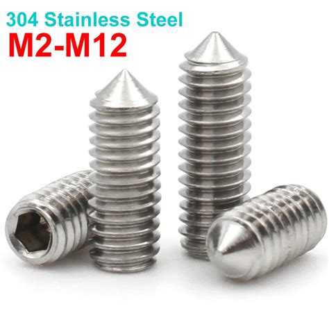 Pcs Din Stainless Steel Hex Hexagon Socket Set Screws Cone