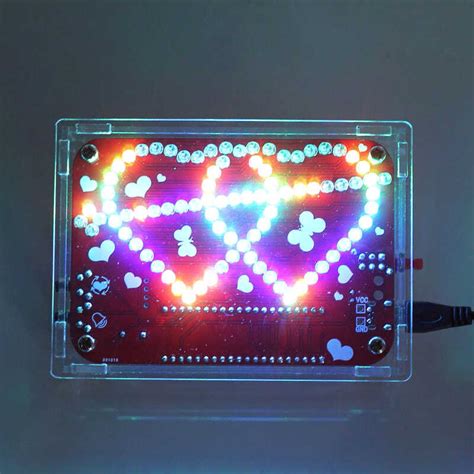 Diy Kit Led Double Heart Shaped Musical Flashing Marquee Light