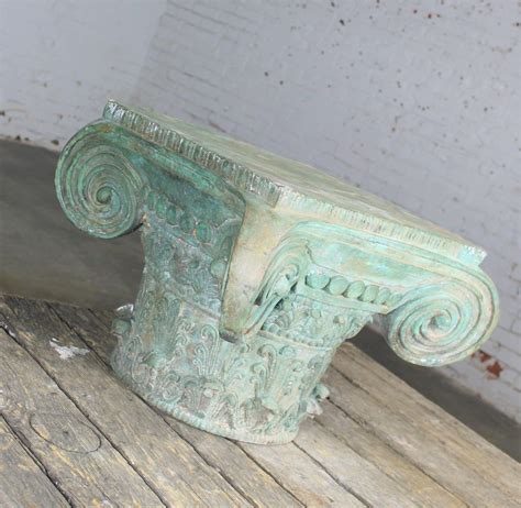 Vintage Patinated Bronze Ionic Capital Table Base or Pedestal ...