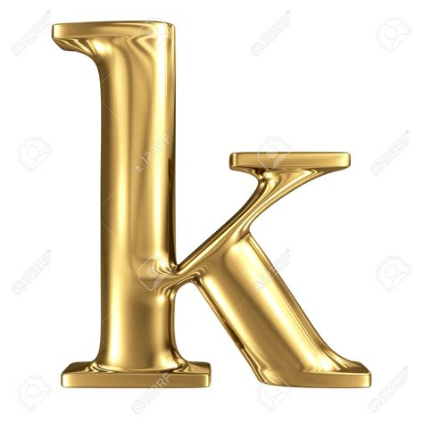 Golden Letter K Lowercase High Quality 3d Render Isolated On White