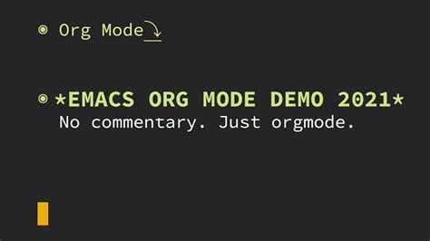 Emacs Org Mode Demo 2021 Youtube