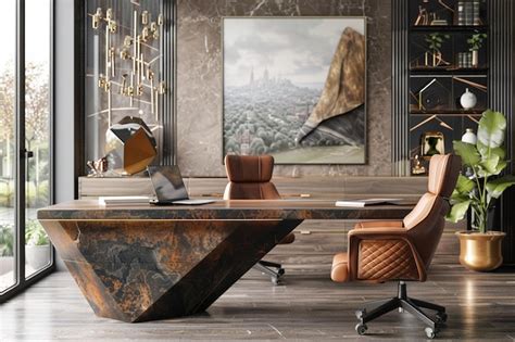 Premium Photo Design A Stylish Home Office With A Statement Desk