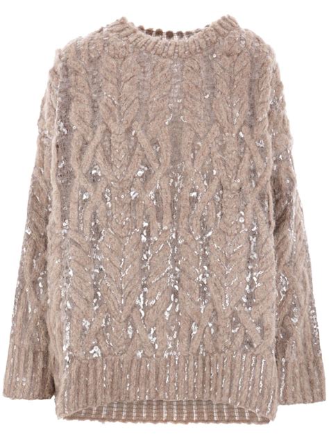 Brunello Cucinelli Sequin Embellished Jumper Neutrals FARFETCH