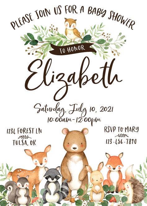 Woodland Baby Shower Printable Invitation | The Party Darling