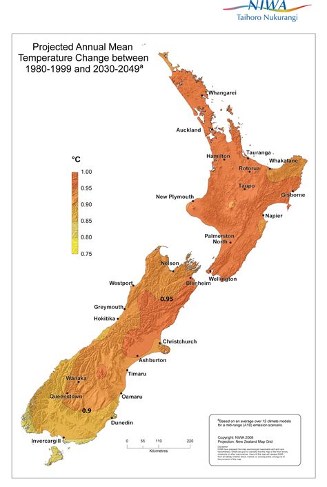 Annual temperature 2040 | Earth Sciences New Zealand | NIWA