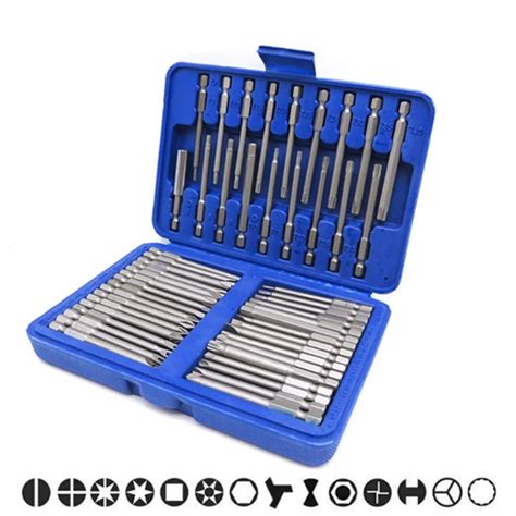 50 Piece Hex Star Torx Extra Long Security Bits Spline Flat Screwdriver