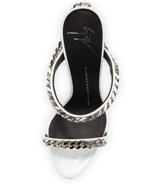 Giuseppe Zanotti Chain Link Leather Sandal White Shoes Post