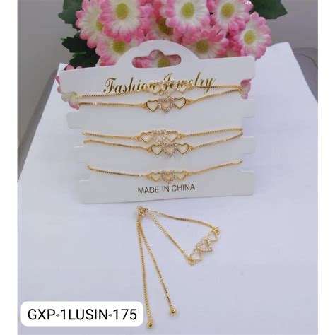 Jual 1 Lusin Isi 12 Gelang Xp Rantai Emas Gold Love Hati Diam