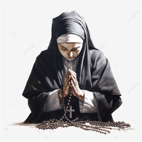 Nun Praying With Rosary, Nun, Pray, Rosary PNG Transparent Image and Clipart for Free Download