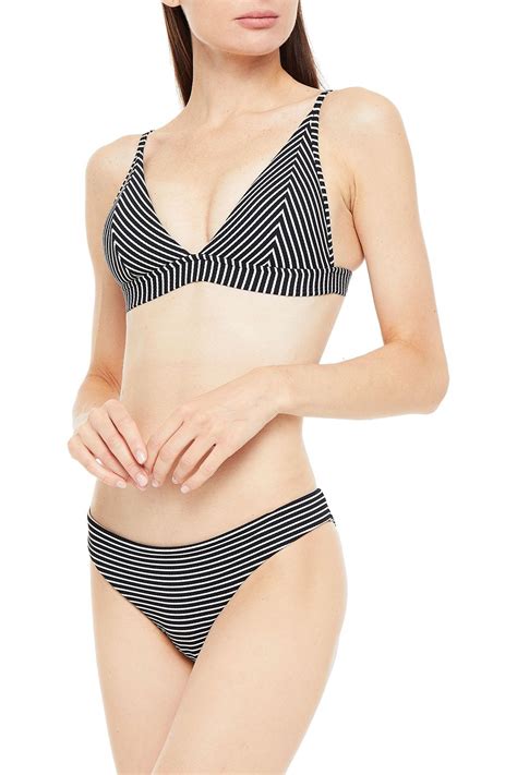 SEAFOLLY Go Overboard Striped Ribbed Triangle Bikini Top THE OUTNET