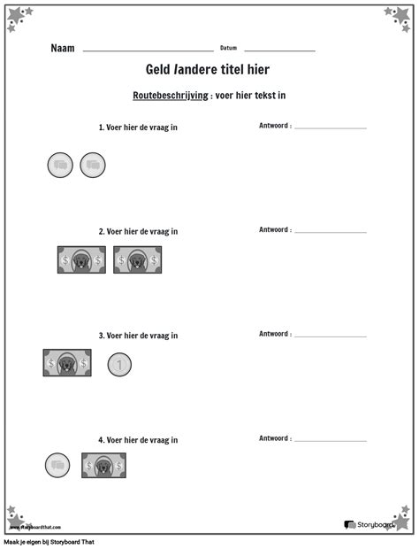 Geldwerkblad Met Sterrand BW Storyboard Por Nl Examples