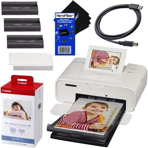 Canon Selphy Cp1300 Wireless Compact Photo Printer White Canon Kp 108in Color Ink Paper Set