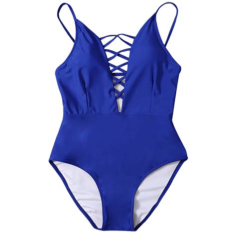 Sexy Spaghetti Strap Criss Cross Hollow Out Pad Backless Swimsuit For