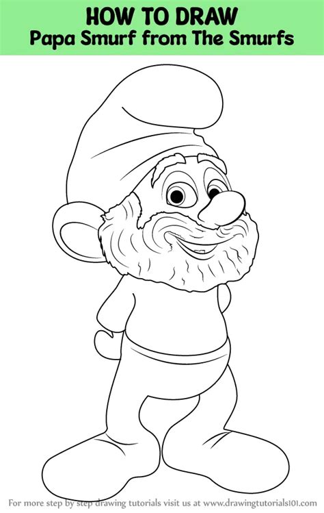 How To Draw Papa Smurf From The Smurfs The Smurfs Step By Step