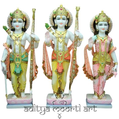 Painted Hindu Marble Ram Sita Statue For Worship Size Inch H At