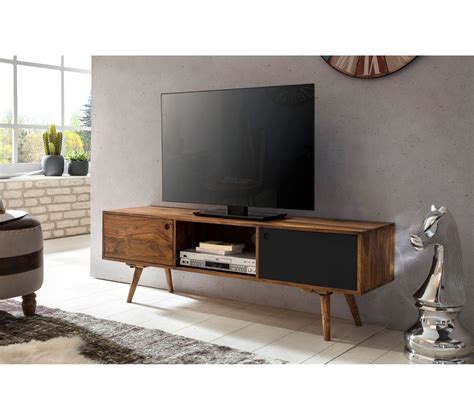 Meuble Tv Bois Massif 140x45x35cm Lowboard Tv Commode Étagère Télévision Meuble Tv But