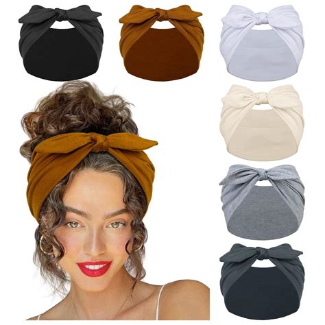 Huachi 6 Packs Bow Headbands For Women 7 Extra Wide Head