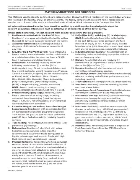 Form Cms 802 Download Printable Pdf Or Fill Online Matrix For Providers