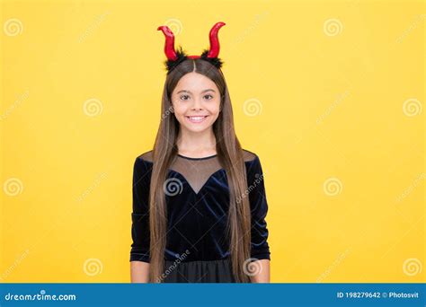 Happy Kid Wear Devil Horns Costume on Halloween Party, Happy Halloween ...