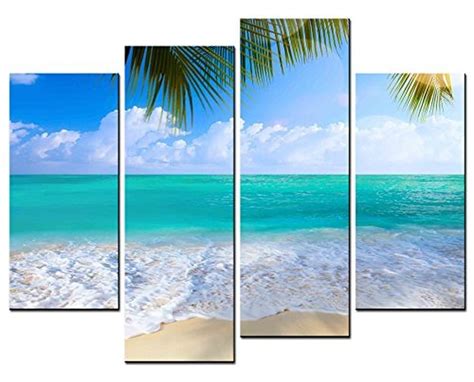 HOT Framed 4 Pieces Set Sea Scenery With Beach Wall Art For Wall Decor