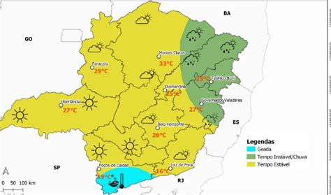 Previsão do tempo para Minas Gerais nesta segunda feira 13 de junho