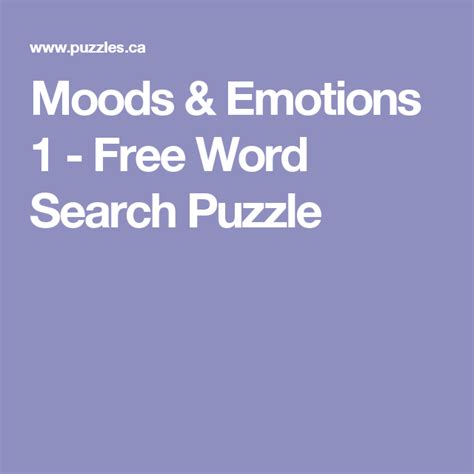 Moods And Emotions 1 Free Word Search Puzzle Free Word Search Puzzles