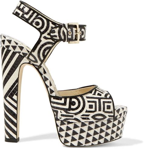 Brian Atwood Karin Printed Elaphe Platform Sandals Heels Brian