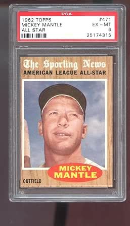 Amazon 1962 Topps 471 Mickey Mantle All Star PSA 6 Graded