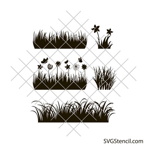 Grass Border Svg Wild Grass Svg Field Grass Svg Svgstencil