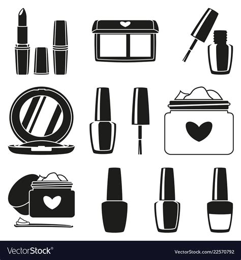 Black And White Makeup Silhouette Elements Vector Image