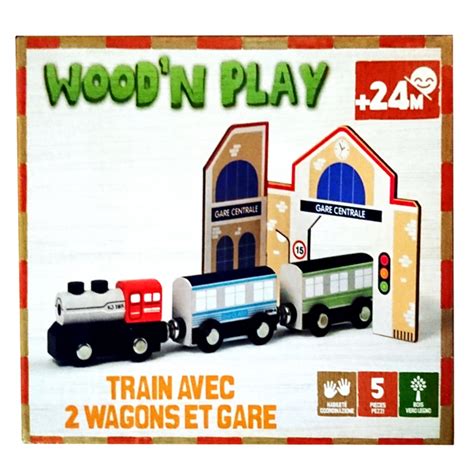 Train Avec Wagons Et Gare Wood N Play King Jouet Trains Et