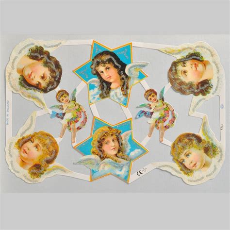 Papercraft Angel Angels and Cherubs Glittered Scrap Relief - Printable ...