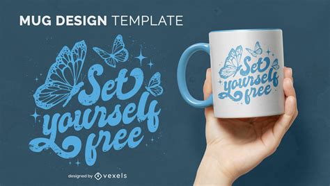 Butterfly Quote Mug Design Vector Download