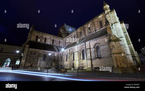 Hexham Abbey in Hexham, Northumberland, by night Stock Photo - Alamy