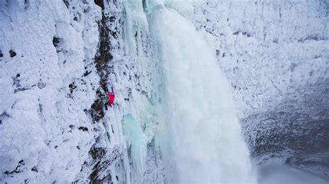 Ice Climbing Beside An Active Waterfall YouTube