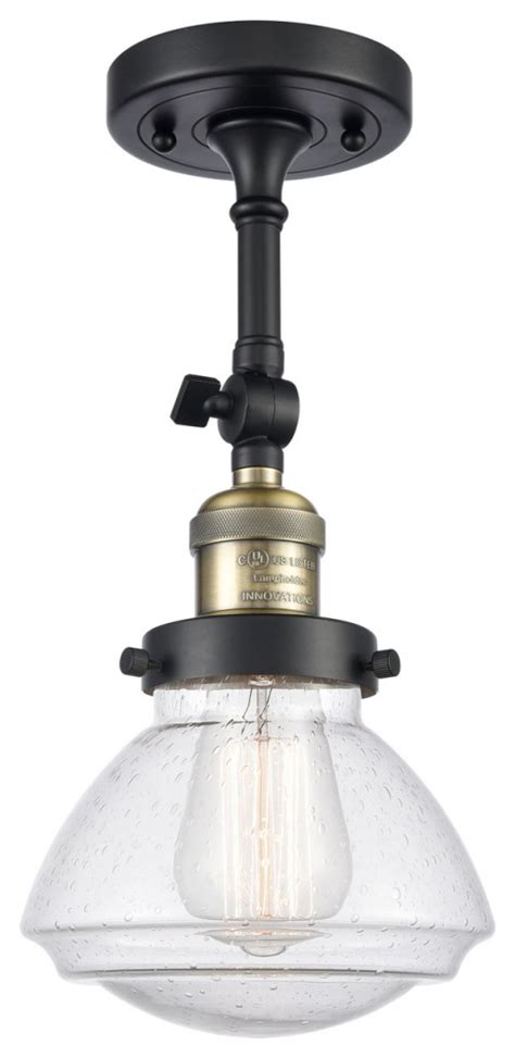 Franklin Restoration Olean Light Semi Flush Mount In Black Antique