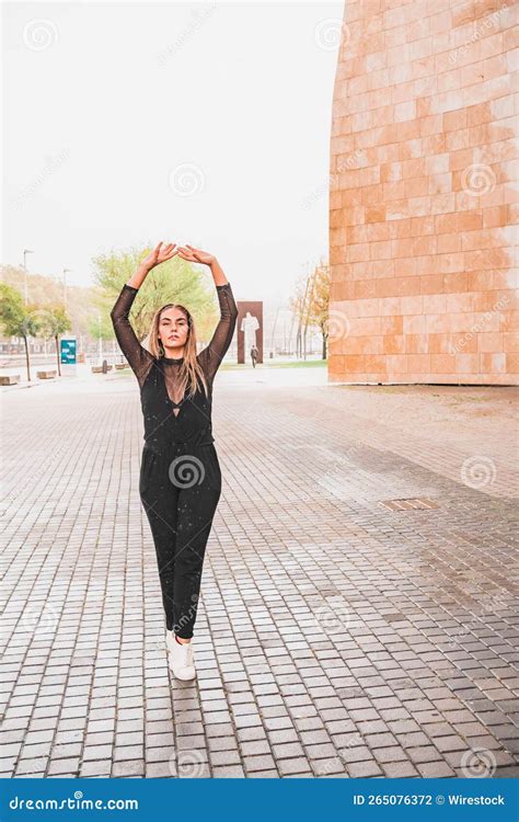 Attractive Caucasian Woman Dancing in the Rain and Enjoying the ...