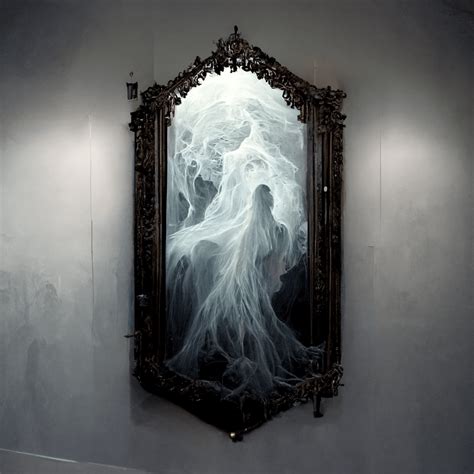 Ghostly Haunted Mirror On White Wall Graphic Creative Fabrica