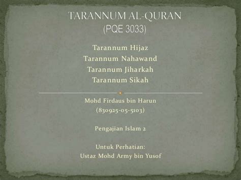 Tarannum Al Quran Pqe 3033