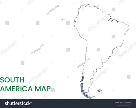 High Detailed Map South America Outline Stock Vector (Royalty Free ...