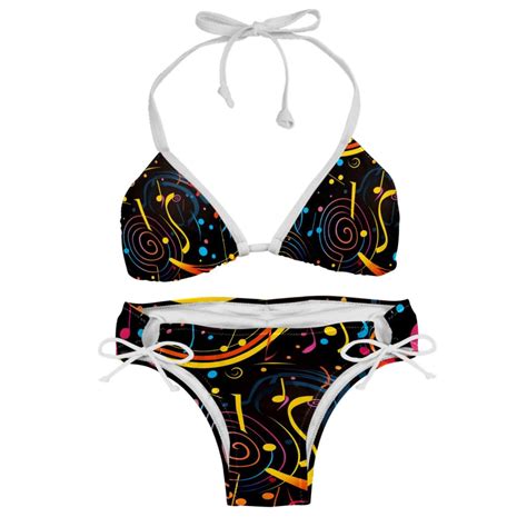 Note Swimsuit Women Bikini Set With Detachable Sponge And Adjustable