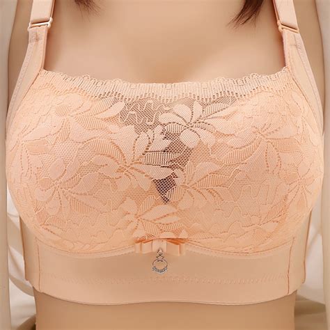 Amidoa Bras For Women Plus Size Push Up Wireless Large Bust Lace Bra Brasiers For Womens M